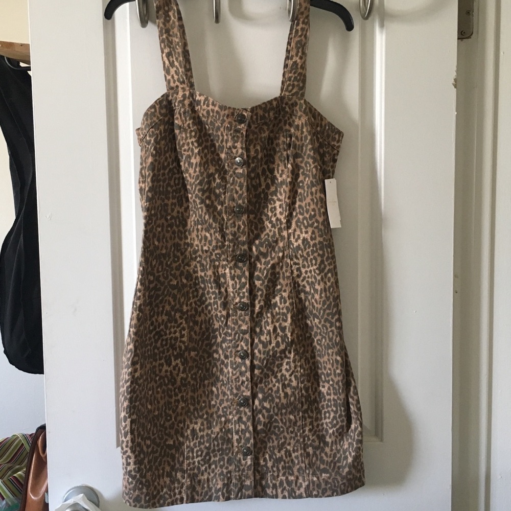 NWT Jessica Simpson Brown Leopard Print Button-Front Dress